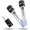 ECHOMUSSY Microfoni Wireless, Microfono Con Connessione Chip One-To-One E Luci LED, Durata 40 Ore, Portata Di Ricezione 200 Piedi, Controllo Del Volume, Microfono Karaoke Per Canto, YouTube/TikTok