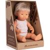 Miniland Dolls: Bambola bebè Caucasico Bambino con Sindrome Down Rubio di Vinile morbido da 38 cm. Presentato con vestito interno in scatola regalo (31263)