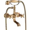 TVTIUO Rubinetto Vasca Da Bagno con Doccetta,Miscelatore Vasca da Bagno con Tubo Doccia da 1,5 m per Bagno,Antico Vintage Rubinetto a Parete per Doccia Set Doccia,Ottone