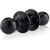 XFORT Smithy's Range - Pomello a forma di sfera anticata, set di maniglie per porta in ghisa, maniglie rotonde per porte interne in legno, colore: nero antico