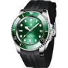 PAGRNE DESIGN Orologio da uomo automatico NH35, impermeabile 300 metri, vetro zaffiro sintetico, cinturino in silicone, calendario, verde