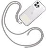 TBOC Cordino Catenella Laccio Strap Porta Cover [Grigio] con Toppa di Fissaggio [Bianco Ice] per Telefono Cellulare da Collo - Tracolla Catenina con cordini Accessori Telefoni Universale Laccetti
