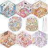TYXHXTF 8 Set Adesivi di Scena, Adesivi 3d Adorabili Adesivi 3D Stress Sollievo Con Una Pinzetta,3D Sticker Kit di Adesivi per Casa in Miniatura per Adulti, Bambini