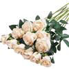 GIUSOBG 12 Pz Rose Finte in Seta Artificiale Bouquet 52cm Fiori Finti di Rosa con Steli Lunghi Champagne Fiori Artificiali Finte Artificiali per Decorazioni per la Casa di Nozze