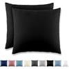 REDKEY Coppia di Federe 65 x 65 cm, Set di 2 Tessuti per Cuscino Letto, con Cerniera Nascosta, 100% Microfibra è morbida e traspirante， Nero