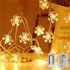 Molbory Luci Fiocco di Neve, 6M / 40 Luci Catene luminose con Telecomando e 8 Modalità Lampeggiante, Funzionamento a Batteria, Decorazione per Camera Matrimonio Partito Giardino（Bianco Caldo）