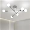 Goeco Lampadario Sputnik Vintage, E27 Plafoniera da Soffitto Industrial con 6 Portalampada, Lampada da Soffitto in Metallo per Camera da Letto Soggiorno, (Senza Lampadina), Cromo Dia. 60 cm