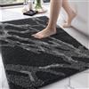DEXI Tappeto Bagno Antiscivolo 60 x 90 cm, Tappetino Doccia Super Assorbente in Microfibra Morbido, Lavabile in Lavatrice, Design Moderni per Bagno, Cucina o Lavandino, Nero