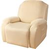 FANSU Copripoltrona Relax Reclinabile Elettrica Universale, Elasticizzato Copripoltrona 1 posto con Tasche, Fodere Poltrona Relax Lavabile Rimovibile (Beige)
