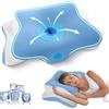 JINXIA Cuscino Cervicale, Cuscino Memory Foam, Cuscino Ortopedico Ergonomico per Dolori al Collo e alle Spalle, Cuscino Rinfrescante con Fodera in Seta di Ghiaccio Lavabile, Blu