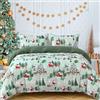 DJY Set copripiumino natalizio, per letto matrimoniale, con Babbo Natale e albero di Natale e fiocchi di neve, in morbida microfibra (verde, matrimoniale)