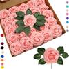 COSORO 25p Rose Finte Rosa Chiaro, Fiori Artificiali in Schiuma con Stelo dal Vero Tocco per Decorazioni di Matrimonio, Lavoretti per Addio al Nubilato, Casa, Festa per Nascita, Decorazioni per la Festa di