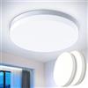 Kuwork Plafoniera LED Soffitto 48W, Plafoniere LED 4800LM 6500K, P44 Impermeabile Rotonda Plafoniera Bagno per Cameretta, Cucina, Soggiorno, Balcone, Camera da Letto Ø30CM -2 Pezzi