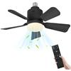 UOEONR Ventilatore da soffitto con luce e telecomando, E27 dimmerabile ventilatore da soffitto LED, 3 velocità e tempistica, 45 cm, ventilatore a soffitto con luce per soggiorno, camera da letto