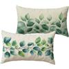 Tloome Cuscini da Esterno Verde Fodere Cuscini Beige Federa per Cuscino Divano 30x60 Set di 2 Copricuscini Stampa Fronte-Retro Impermeabili lino Federe Cuscino Letto Per Sedia Divano Camera Patio C-573