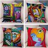 Yeecer Set di 4 Federe Cuscini 60x60cm,Ragazza astratta colorata Copricuscini Divano Quadrate Decorativi Federe Per Cuscini con Cerniera Nascosta Copricuscino Per Giardino Fattoria Fodera Cuscini da Esterno