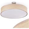 hofstein Lampada da soffitto HOFSTEIN Foggia, lampada in metallo/treccia di carta/plastica nichel opaco/naturale/bianco, rotonda dal design moderno (Ø 60 cm), E27, sala pranzo, soggiorno, camera letto, cucina
