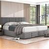 HOXINBLY Letto Matrimoniale con Contenitore 180x200 cm,Letto Una Piazza e Mezza con testiera Regolabile in Altezza, Letto Contenitore con Rete a doghe, Struttura Letto Matrimoniale in Velluto Grigio