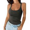 Tolaler Canotta Donna Slim Fit Tank Tops Estiva Elegante Senza Maniche Canottiera Basic Crop Top Y2K Shirt Casual Elasticizzata Maglietta Nero L