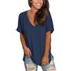 Tuopuda Maglietta Manica Corta Donna, T-Shirt Scollo a V Estiva Elegante Camicia Casual Tinta Unita Camicetta Sportivi Cotone Stretch Moda Top Taglie Forti Manica Blusa, Vino Rosso, S