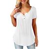Tuopuda Magliette Donna Estive T-Shirt Ruffle Camicette Scollo a V Pullover Maglie a Maniche Corte/Manica Lunga Bottone Tops Allentato Shirt Camicia Pieghettata Bluse, Bianca, XL