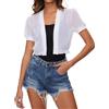 Famrrifuu Donna Coprispalle Chiffon Cardigan Corto Leggero Estivo Manica Corta Giacca Elegante Bolero,Bianco,L
