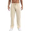 outfit spring Pantaloni Lino Uomo Pantaloni Uomo Estivi Leggeri Pantalaccio Uomo Estivo Lunghi Lino Cotone Pantalone Uomo Elastici Vita con Coulisse S-XXXL Beige XXL
