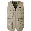 KTWOLEN Uomo Gilet Multitasca Fotografi Gilet da Pesca Caccia Giubbini Reporter Senza Maniche Gilet Sportivo Smanicato da Lavoro, Beige, 4XL