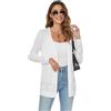 Famrrifuu Cardigan Donna Lungo Cotone Leggero Maniche Lunghe Giacca Elegante Estivo Cardigan in Maglia,Bianco,XL
