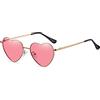 YAMEIZE Occhiali da sole trendy senza montatura Love Heart per donna uomo (Oro Rosa)