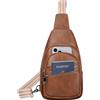 RAVUO Zaino Monospalla Donna, Elegante Marsupio Borsa Tracolla Donna con Tasche Multiple Vintage Zainetto Piccolo in Pelle Pu per Sportivo,Viaggi,Escursioni Ciclismo,Marrone