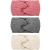 Huiguli 3 Pcs Fascia Capelli Donna Invernale, Fascia Invernale Lavorata a Maglia, Fasce per la Moda Invernale, Fasce Elastiche a Turbante