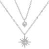 LIHELEI Collane con Ciondolo Stella da Donna, Collana Girocollo con Ciondolo Stella in Cristallo a Doppio Strato in Argento Sterling 925 Gioielli da Sposa per Donne Regali per Ragazze - Argento