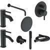 Ideal Standard Ceraline Kit Rubinetteria Completo Lavabo, bidet e doccia Nero Opaco