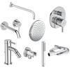 Ideal Standard Ceraline Kit Rubinetteria Completo Lavabo a muro, bidet e doccia Cromo