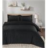 Casabella Set copripiumino a righe in raso, biancheria da letto di lusso, colore nero, qualità alberghiera, copripiumino matrimoniale con federe