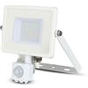 V-TAC VT-30-S-W, Faro LED Chip Samsung 30W con Sensore di Movimento e Crepuscolare e Interruttore Manuale di Bloccaggio Colore Bianco 4000K IP65