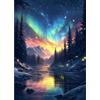 BOWETILE DIY Diamond Painting Art Kits Paesaggio, Kit di Pittura Diamante Aurora Fantastica per Adulti, Quadri Ricamati con Strass di Foresta per Principianti, Decorazione Murale per la Casa 30x40 cm