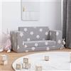 Snsowed Divano Letto Bambini a 2 Posti Grigio Chiaro con Stelle Peluche,Divano,Divano da Soggiorno,Design Moderno,Divano Posti Economico-357034