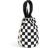 Linkidea Borsa termica per alimenti, portatile, con coulisse, con cinghia da polso, porta pranzo, compatibile con Thermos, Simple Modern, Stanley (nero e bianco)