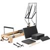 VEVOR Macchina per Riformatore per Pilates, Attrezzatura in Legno per Allenamento Forza con Doppia Resistenza, Scatola, Tavola Salto, per Avanzati e Principianti, Fino 153 kg, 2400x735x1990 mm