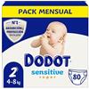 Dodot Pannolini Bambino Sensitive Taglia 2, 80 Pannolini, [diapersNappyWeight], Il nostro n1 in Protezione della Pelle