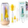 Orzbow Set Scovolino Biberon Elettrico Portatile, Sterilizzatore, Schiumalatte, Spazzola Ciuccio e Cannuccia, Accessori Neonato Utili, Giallo Vibrante