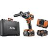 AEG BSB18C2BL LI-402C Trapano a Percussione Brushless 18V Compatto, 2 batterie da 4.0Ah, Impugnatura Ergonomica, Lungo 183mm, 2 Velocità: 0-500/0-1950 g/min, Mandrino di 13mm