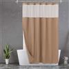 N&Y HOME Tenda da doccia a nido d'ape con fodera in tessuto a scatto e 12 ganci in metallo, stile hotel, impermeabile e lavabile, tessuto pesante e finestra superiore in rete, 71 x 72, marrone caffè