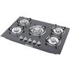EUAIIPull Piano cottura a gas a 5 fuochi, in acciaio inox, da incasso, 77 cm, in vetro temperato, piano cottura in vetroceramica, per famiglie e ristoranti