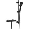 Görbach Colonna Doccia con Miscelatore Termostatico, Set Asta Doccia in Acciaio inox con Doccetta e Tubo, Saliscendi Doccia 70 cm, Nero