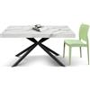 KONTE.DESIGN Tavolo CAMAIORE in legno, finitura bianco statuario e gambe a X in metallo nero, allungabile 160x90 cm - 240x90 cm