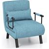 COSTWAY 4 in 1 Poltrona Letto Singolo, Poltroncina Pieghevole con Schienale Regolabile in 6 Posizioni, Sedile Imbottito Robusto, Divano Letto per Casa Ufficio, 79x65x79 cm (Turchese)