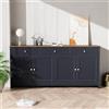 Huayz Credenza bianca per soggiorno e sala da pranzo, cassettiera a buffet, 160 x 37 x 75 cm, con 4 ante e 3 cassetti, colore nero